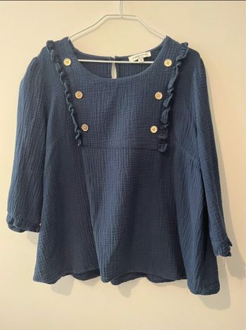 Blouse bleue marine boutons or 