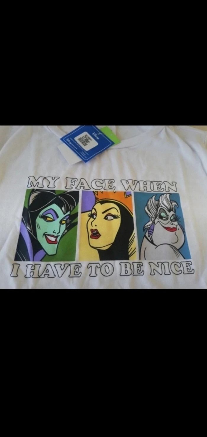 TS manches courtes blanc méchantes Disney taille S neuf - photo numéro 2