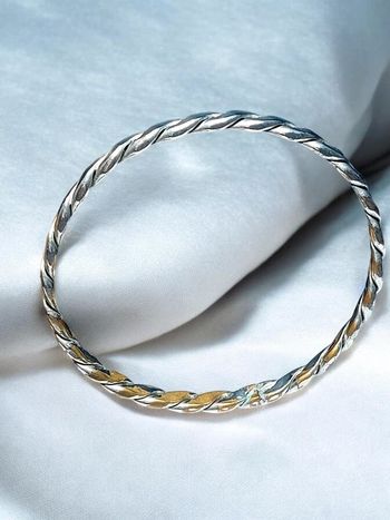 Jonc vintage torsadé couleur argent