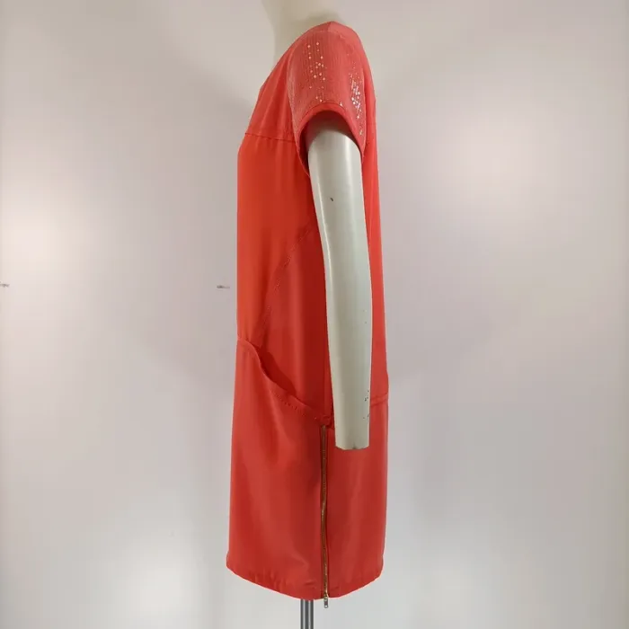 Robe droite corail fluide Color Block - Taille S - A147 - photo numéro 5