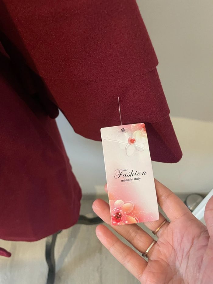 Veste manteau bordeaux manches trompette mi long neuf Fashion taille M - photo numéro 4