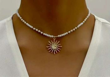 Collier perle doré inoxydable 