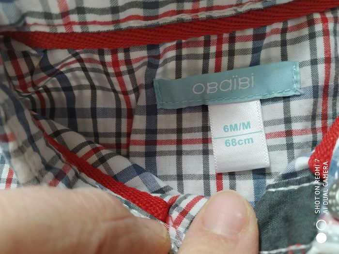 Obaïbi ensemble chemise carreaux Jean 6 mois - photo numéro 4