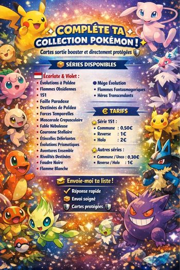 Carte pokémon en lot ou à l’unités 