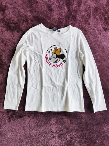 T-shirt ml blanc Minnie Mouse 10 ans