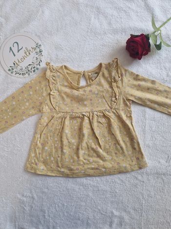 Tee shirt jaune fleuri manches longues