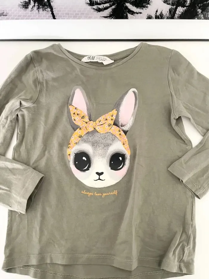 T-shirt kaki lapin h&m 98-104cm