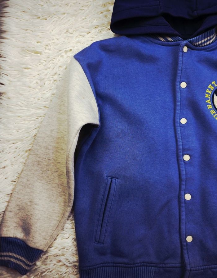 Teddy molletonné à capuche bleu gris et marine Garçon taille 10 ans marque Vertbaudet 🎸 - photo numéro 4