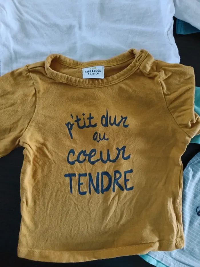 Lot 7 t-shirts manches longues garçon 9 mois 71 cm - photo numéro 3