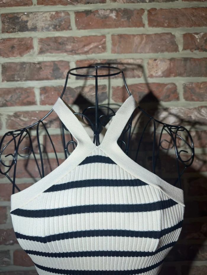 Robe longue rayée Bershka Taille M / 38 , dos croisé et fente - photo numéro 4