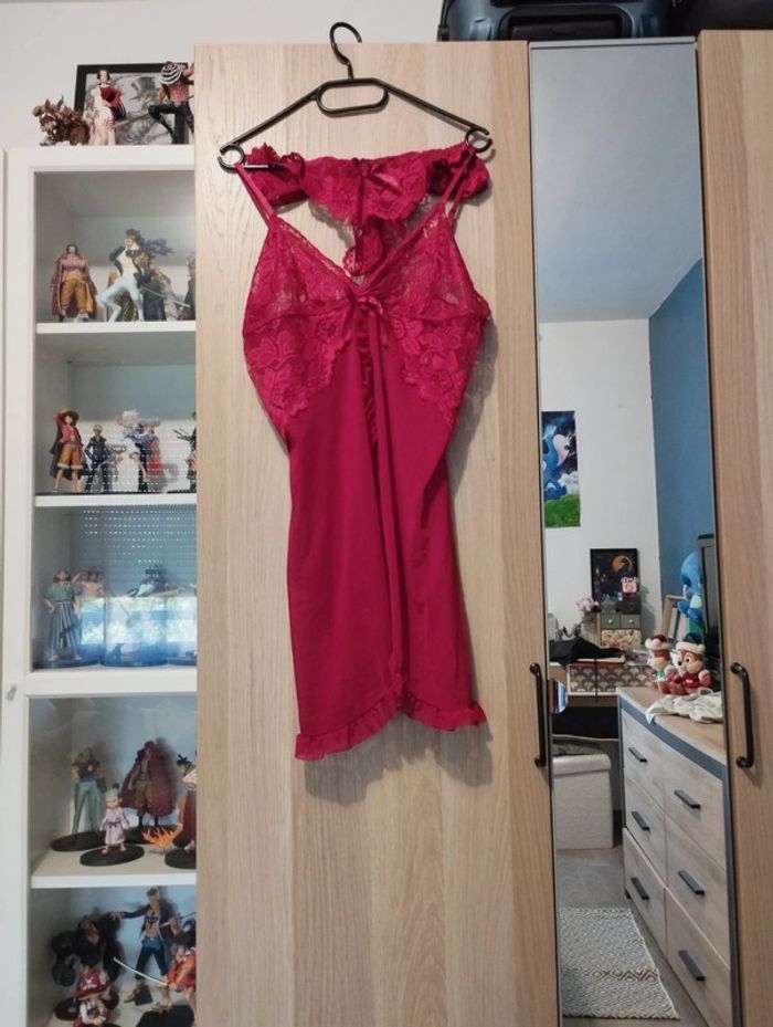 Ensemble nuisette + culotte rouge dentelle neuf - Taille XL 42