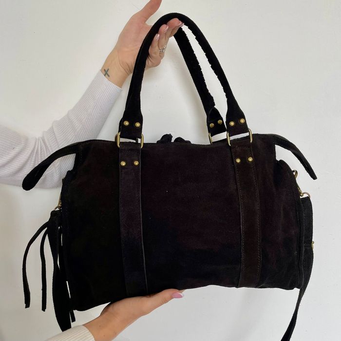 🇮🇹Sac a main 100% Cuir  Daim Noir verapelle🇮🇹 The genuine leather neuf avec Bandoulière - photo numéro 4