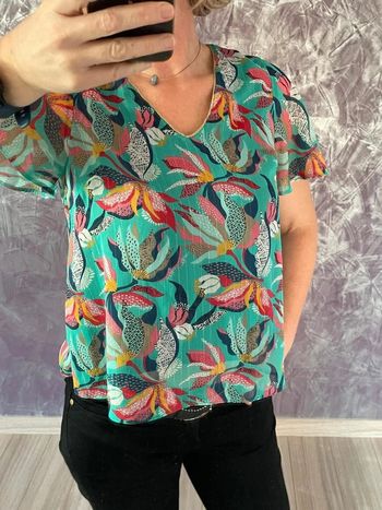 Blouse manches courtes vertes