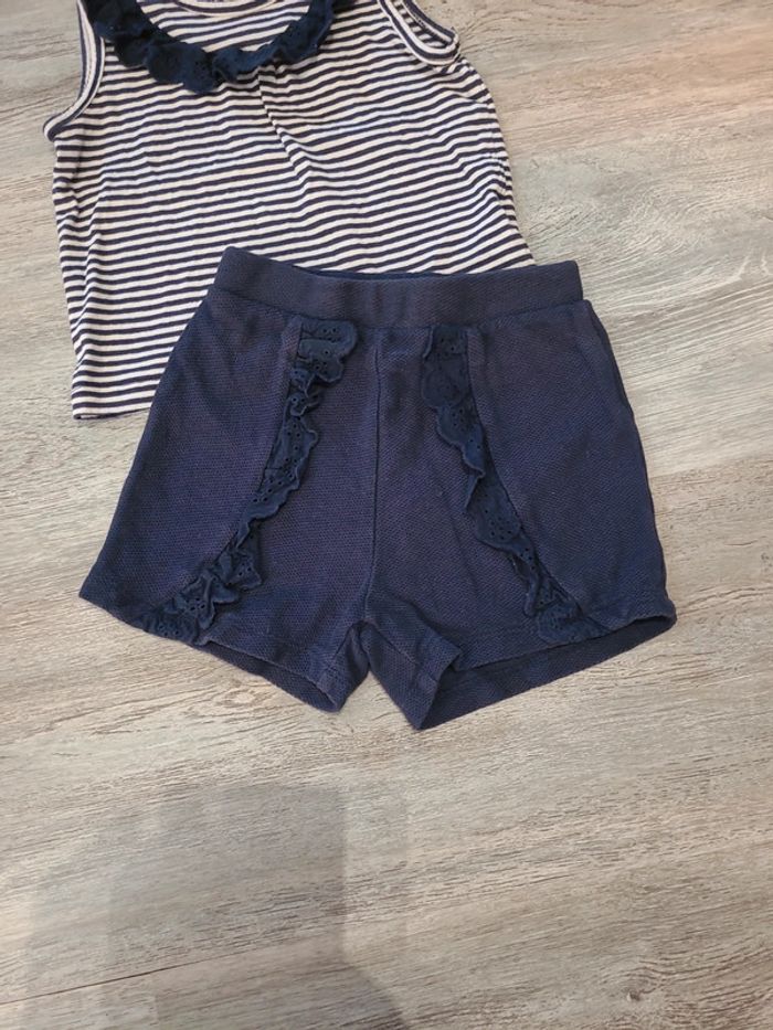 Ensemble short et débardeur bleu marine rayé Primark - photo numéro 2