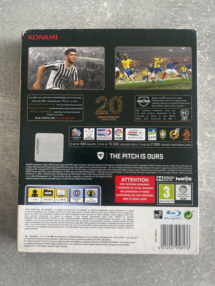 Jeu pour Sony PS3, PES 2016, Pro evolution soccer, day one edition en français. - photo numéro 2