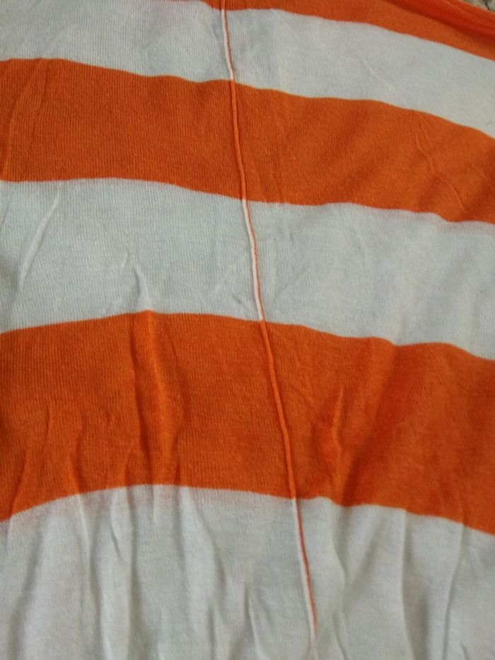 Pull fin orange et blanc T36/38 - photo numéro 4