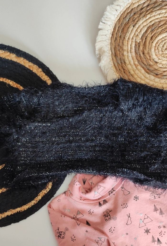 Gilet mi long polaire doudou boléro fils pailleté - photo numéro 7