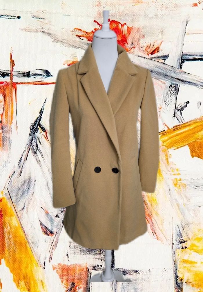 Manteau long beige en feutrine, Cache cache, taille 40