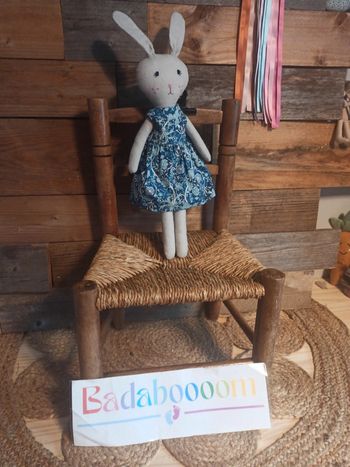 Peluche lapin et sa robe bleue tbe