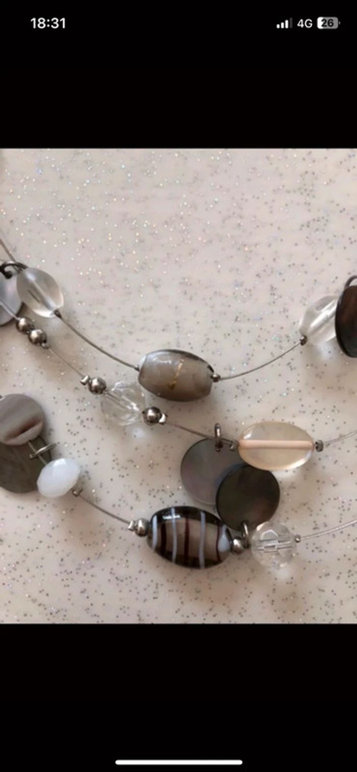 Collier 3 rangs fantaisie - photo numéro 6