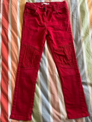 Jean fille rouge, broderies anglaises, 6ans, gemo kids