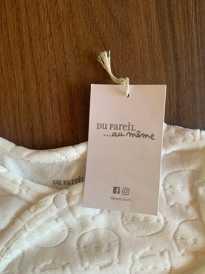 Pyjama velours 9 mois DPAM blanc - photo numéro 2