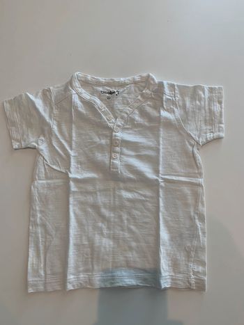 T-shirt col tunisien blanc Gemo taille 2 ans garçon