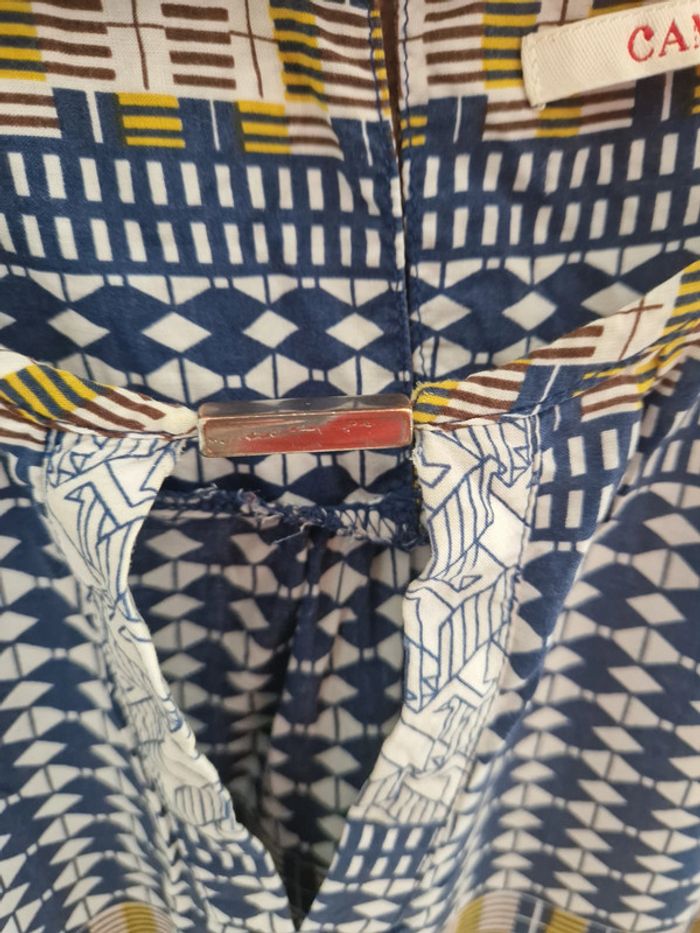 t shirt haut bleu jaune blanc taille 46 marque camaieu - photo numéro 3