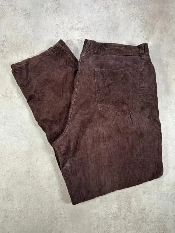Pantalon Vintage En Velours Côtelé / Corduroy penmans brun prune, coupe droite et chaud taille 42