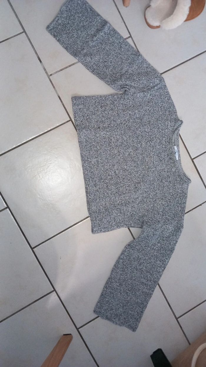 Pull court zara gris chiné femme taille s