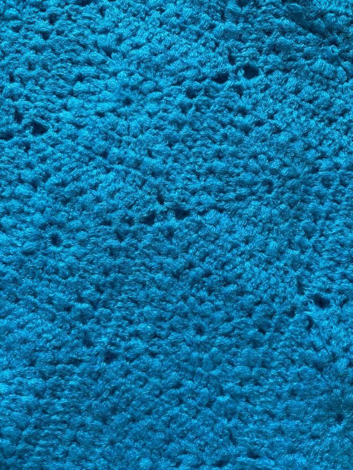 Vintage couverture granny crochet bleu - photo numéro 3