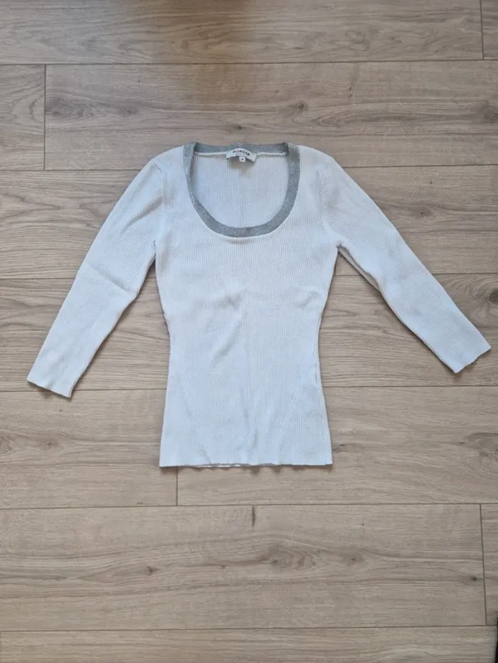 Pull blanc Morgan manches 3/4 taille M