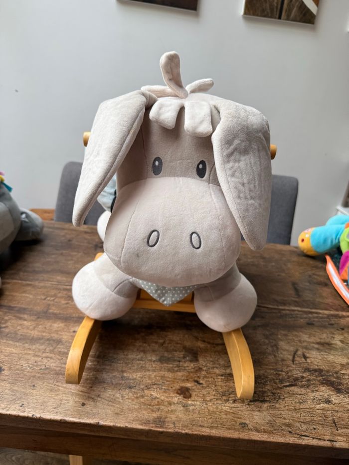 Cheval (âne) à bascule gris et bleu ciel Nattou - photo numéro 2