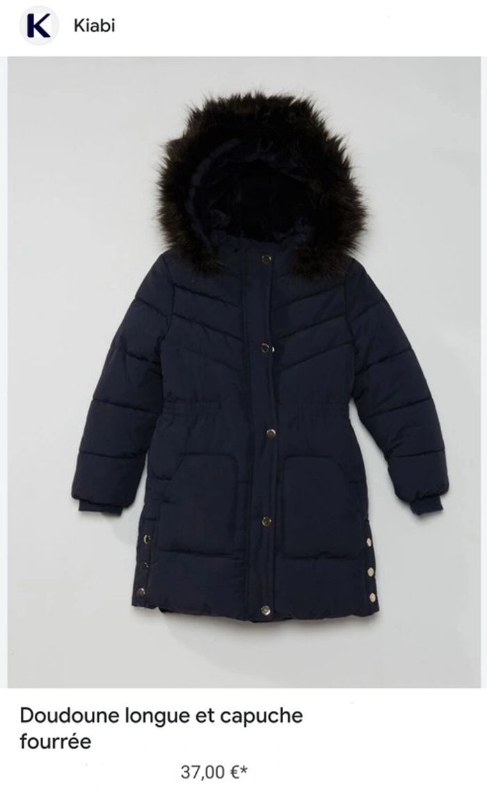 🩷 Doudoune longue à capuche fourrée 4 ans Kiabi #emyfleury_4ansfille - photo numéro 3