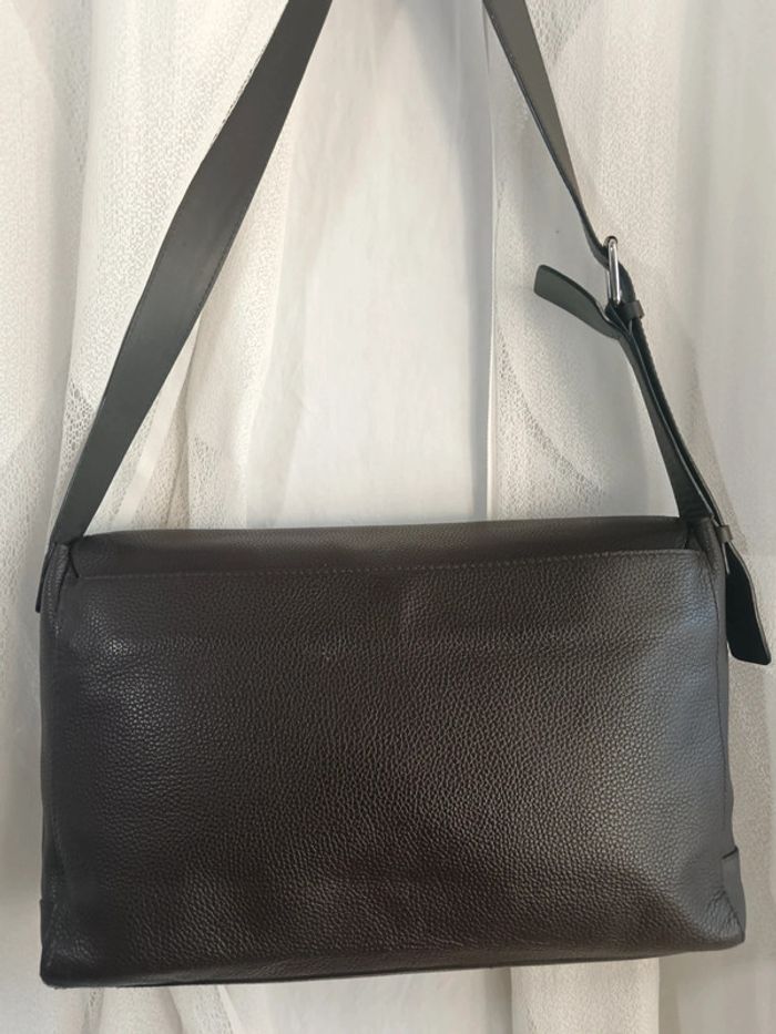 Lancel | saccoche cuir grainé marron foncé - photo numéro 8