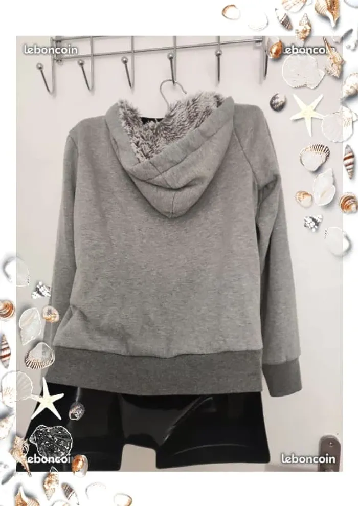 Gilet à capuche gris bien chaud avec intérieur en moumoute taille 12 ans New Look - photo numéro 4
