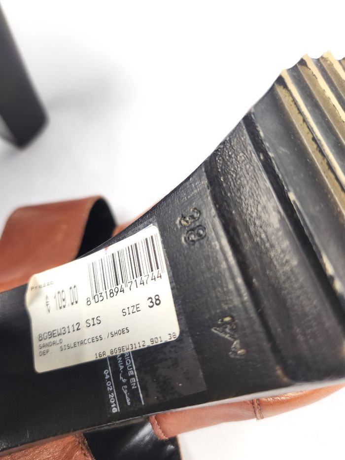 Sandales Sisley Femme Cuir Marron Plateformes Compensées Taille 38 - photo numéro 8