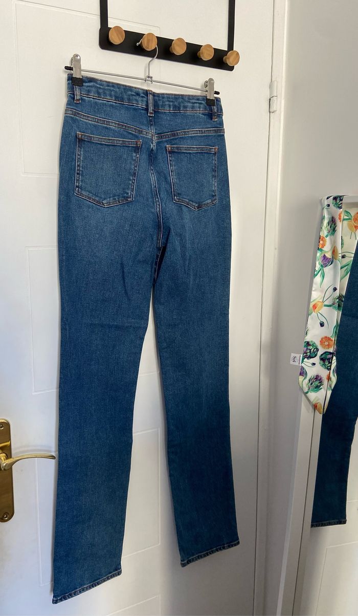 Jean droit bleu zapa js traight en coton - photo numéro 2