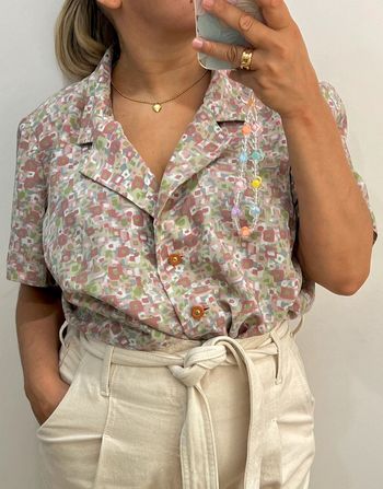 Chemise Vintage À Manches Courtes Imprimée Taille 44