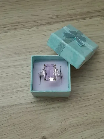 Bague avec grande pierre,couleur Rose, style Bohème, taille 60 couleur argentée