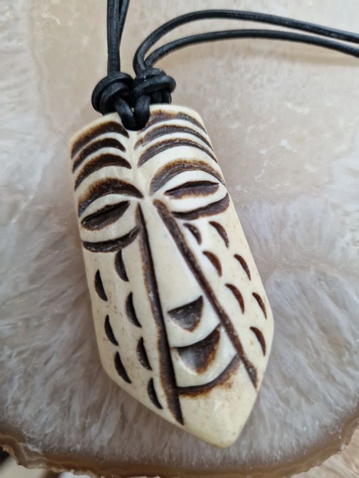 Collier Africain Maori Cuir Noir - photo numéro 7