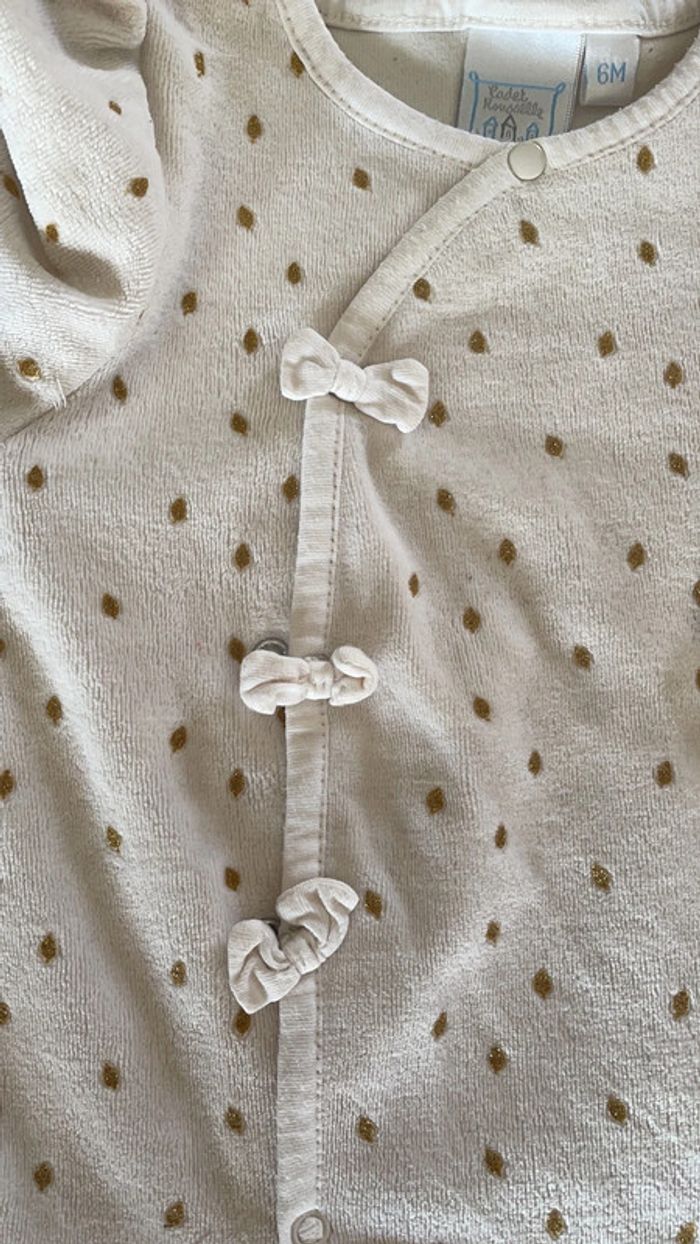 Pyjama velours écru 6 mois - photo numéro 2