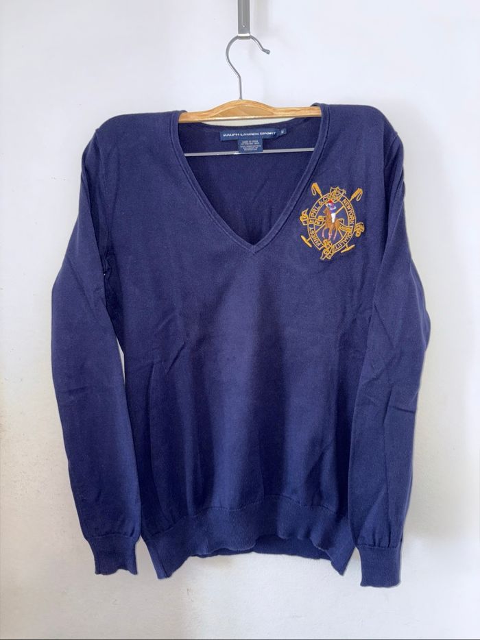 Pull bleu Ralph Lauren sport femme taille M en très bon état - photo numéro 5