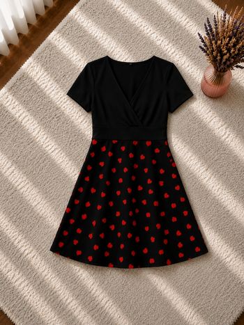 Robe battement de coeur noire et rouge Femme taille 54 marque Boohoo 👜 