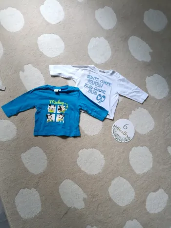 Lot 2 t-shirt manches longues 6 mois
