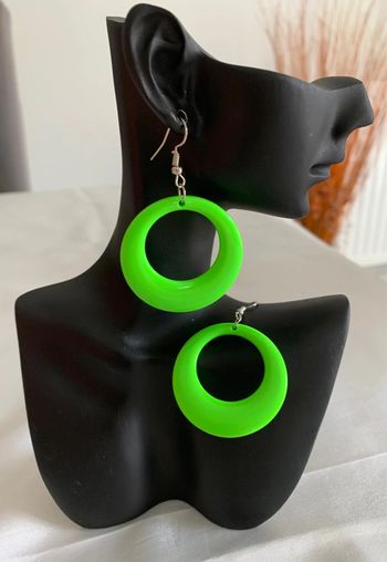 Boucles d’oreilles pendantes rondes vertes années 80