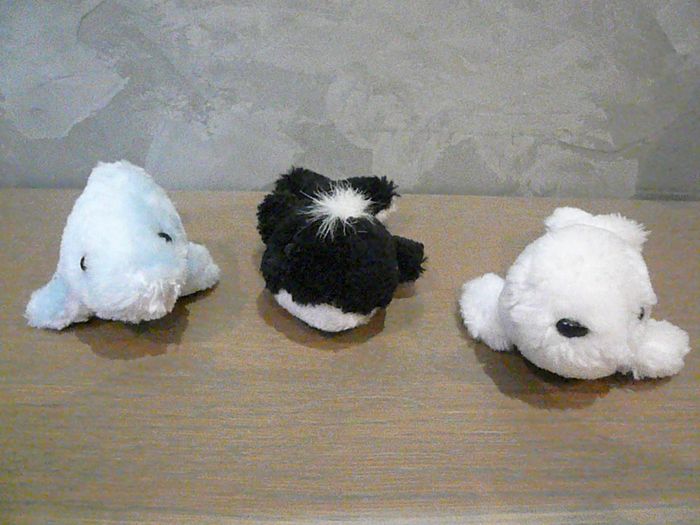 Lot de 3 peluches dauphin, baleine et phoque - photo numéro 2
