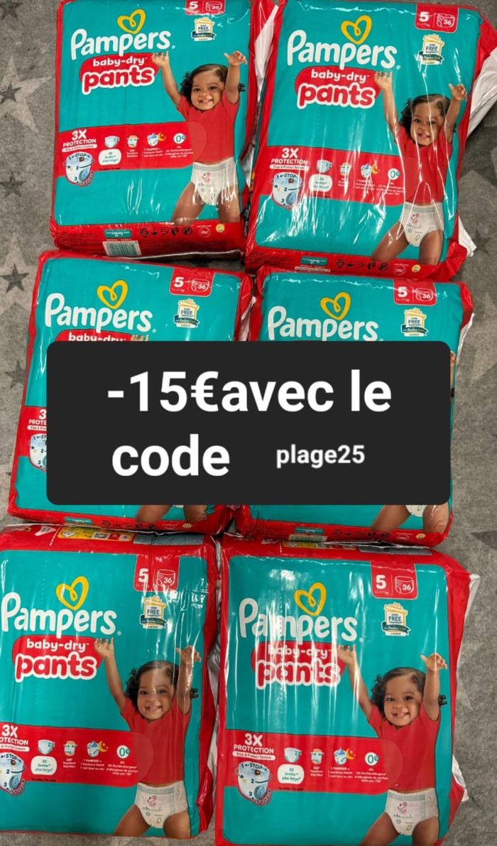 Six pack de couches Pampers taille 5 culotte