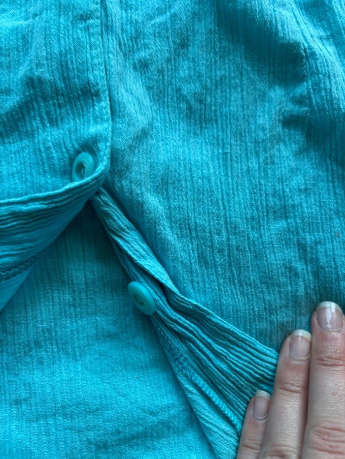 Chemisier / chemise daxon bleu clair bouton manches courtes vintage 2000s taille M-38 - photo numéro 8