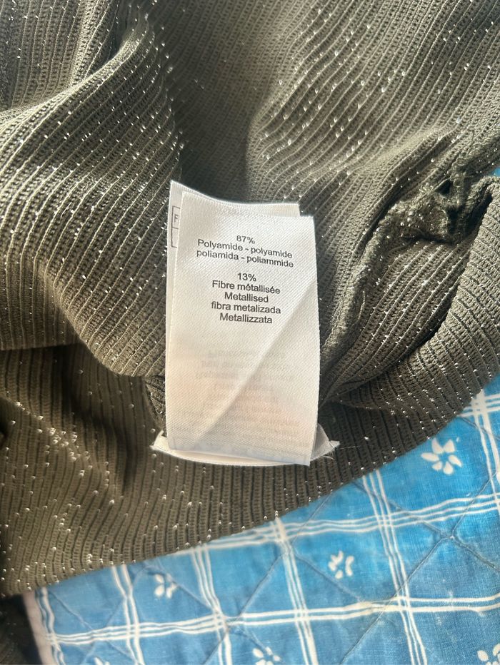 Blouse Naf Naf taille L kaki et fil métallisé - photo numéro 8